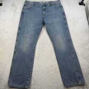 Wrangler Retro Jeans Mens 38x32 Blue Slim Straight Denim Cowboy Western Rodeo